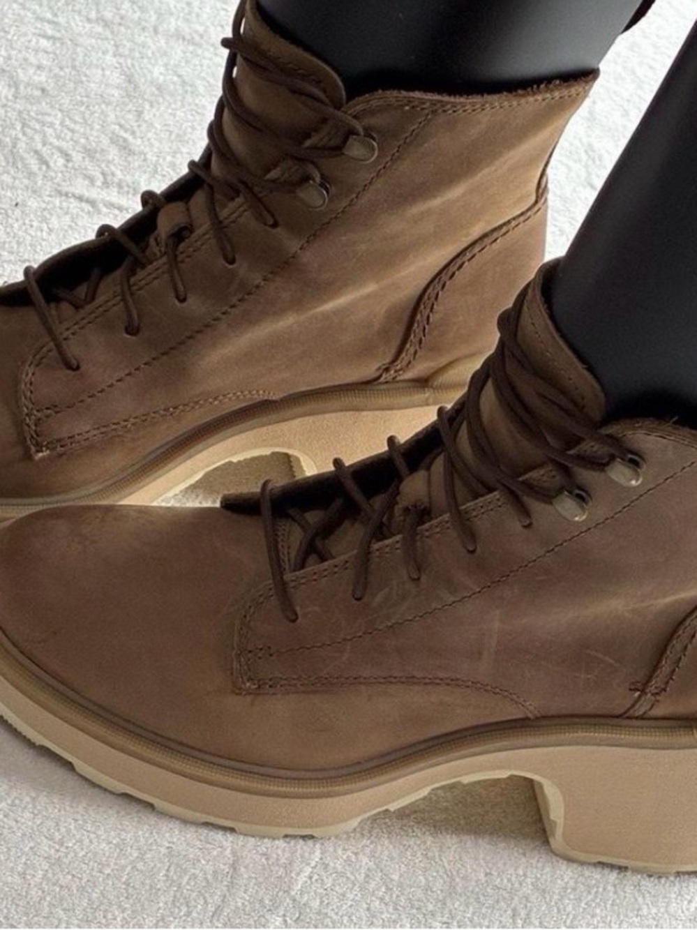 Boho Chic Sorel Hi-Line Heel Lace-Up Coyote Tan Ankle Boots in Women’s Size 8 - Picture 3 of 8